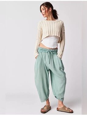 🆕 Women’s Free People Lust Over Yarn Dyed Pants. (Blue Surf) Size Medium. NWT